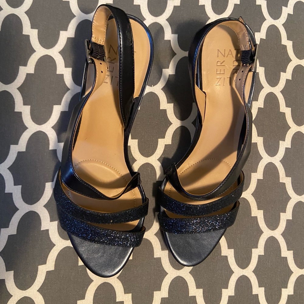 Naturalizer Blue and Glitter Sandals